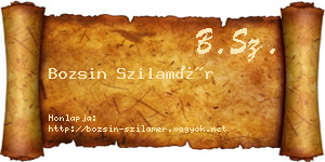Bozsin Szilamér névjegykártya